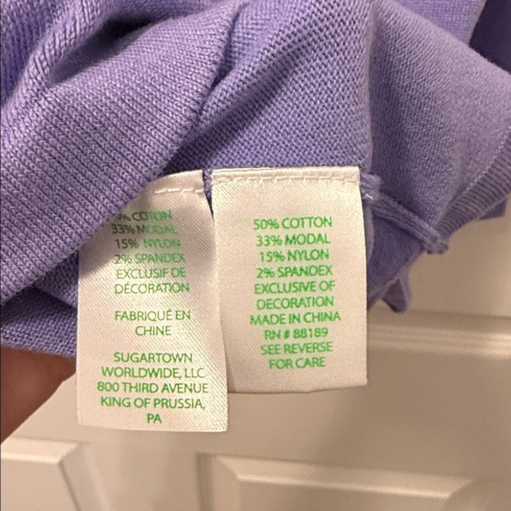 Lilly Pulitzer Lavender Long Sleeve V-Neck Top - Picture 7 of 9